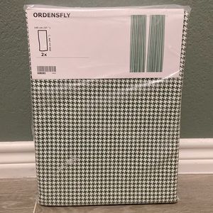 NWT IKEA green houndstooth curtains